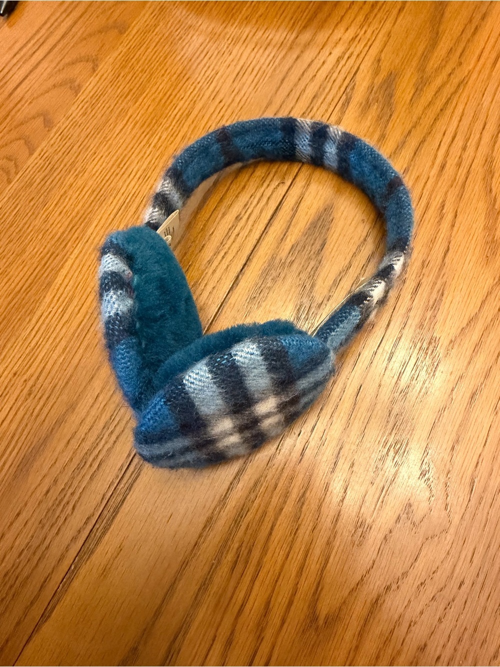 Burberry Teal Plaid Ear Muffs